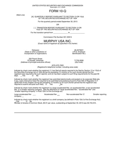 Miniature Murphy USA
 Rapport trimestriel 2013-q3