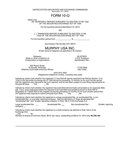 Miniature Murphy USA
 Rapport trimestriel 2014-q1