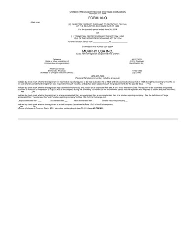 Miniature Murphy USA
 Rapport trimestriel 2014-q2