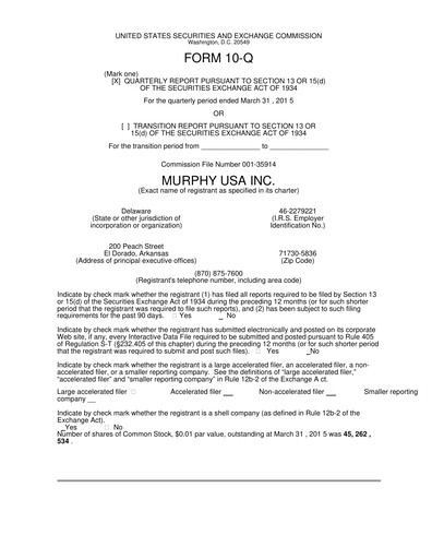 Miniature Murphy USA
 Rapport trimestriel 2015-q1