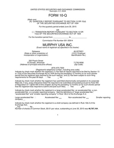 Miniature Murphy USA
 Rapport trimestriel 2015-q2