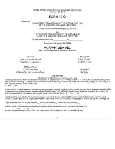Miniature Murphy USA
 Rapport trimestriel 2015-q3