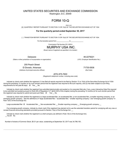 Miniature Murphy USA
 Rapport trimestriel 2017-q3