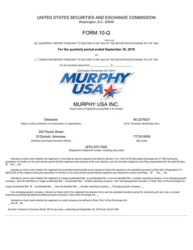 Miniature Murphy USA
 Rapport trimestriel 2018-q3