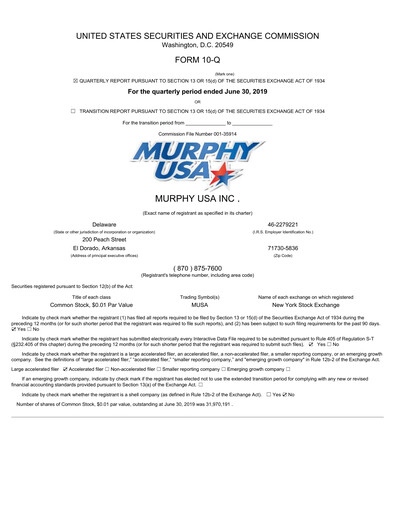 Miniature Murphy USA
 Rapport trimestriel 2019-q2