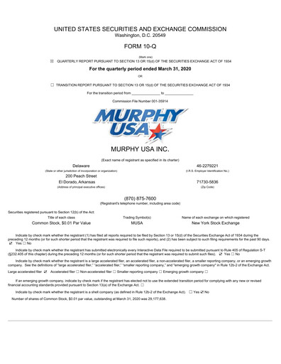 Miniature Murphy USA
 Rapport trimestriel 2020-q1