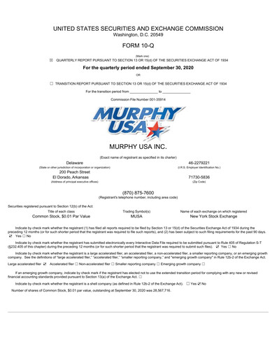 Miniature Murphy USA
 Rapport trimestriel 2020-q3