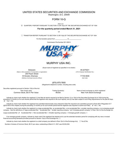 Miniature Murphy USA
 Rapport trimestriel 2021-q1