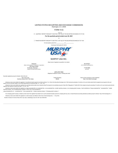 Miniature Murphy USA
 Rapport trimestriel 2021-q2