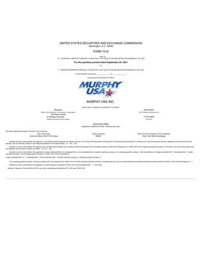 Miniature Murphy USA
 Rapport trimestriel 2021-q3