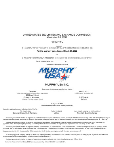 Miniature Murphy USA
 Rapport trimestriel 2022-q1