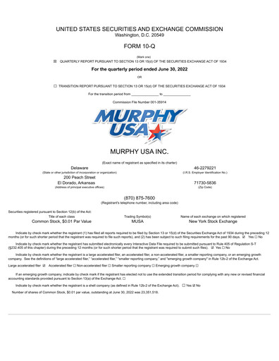 Miniature Murphy USA
 Rapport trimestriel 2022-q2