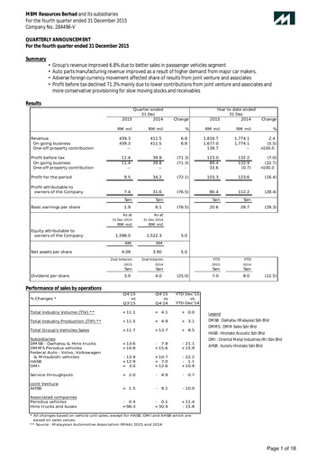 Vorschaubild MBM Resources Quartalsbericht 2015-q4