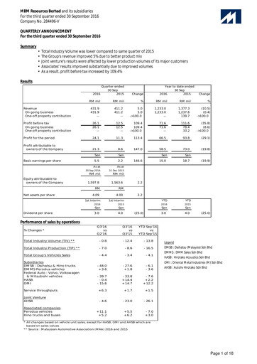 Vorschaubild MBM Resources Quartalsbericht 2016-q3