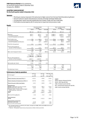 Vorschaubild MBM Resources Quartalsbericht 2016-q4