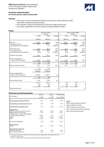 Vorschaubild MBM Resources Quartalsbericht 2019-q1