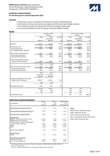 Vorschaubild MBM Resources Quartalsbericht 2019-q3