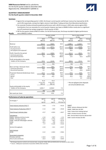 Vorschaubild MBM Resources Quartalsbericht 2022-q4