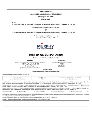 Thumbnail Murphy Oil
 Quarterly Report 2025-q2
