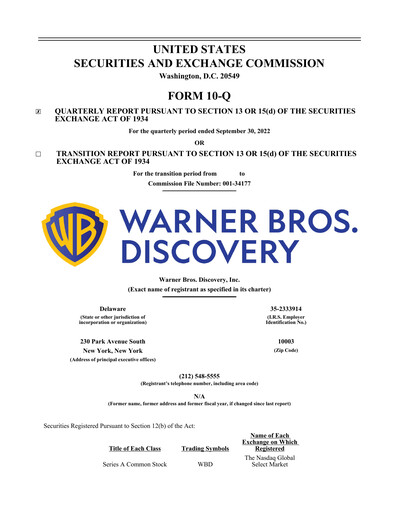 Vorschaubild Warner Bros. Discovery Quartalsbericht 2022-q3