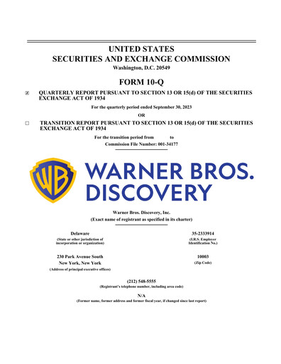 Vorschaubild Warner Bros. Discovery Quartalsbericht 2023-q3