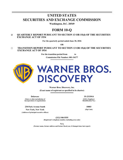 Vorschaubild Warner Bros. Discovery Quartalsbericht 2026-q2