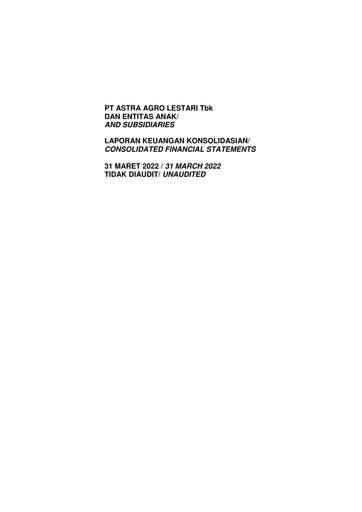 Thumbnail Astra Agro Lestari Quarterly Report 2022-q1