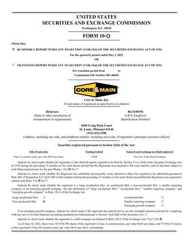 Thumbnail Core & Main Quarterly Report 2022-q1