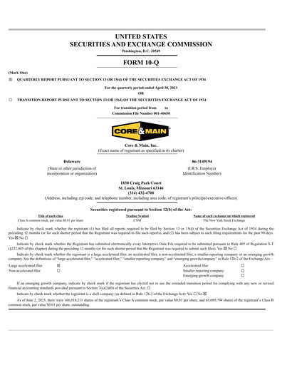 Thumbnail Core & Main Quarterly Report 2023-q1