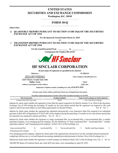 Thumbnail HF Sinclair Quarterly Report 2025-q1