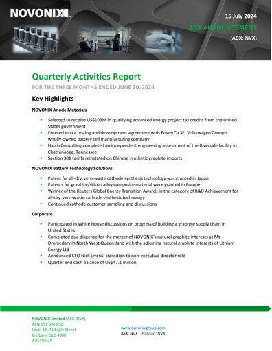 Thumbnail NOVONIX Quarterly Report 2024-q2