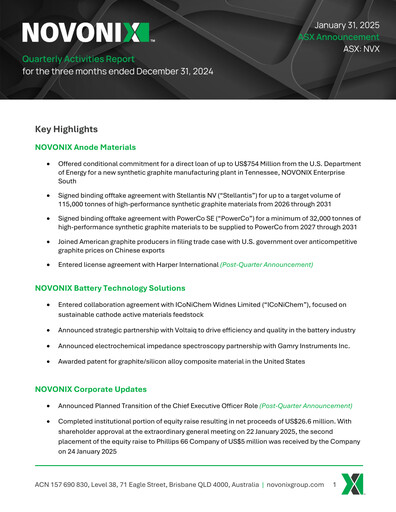Thumbnail NOVONIX Quarterly Report 2024-q4
