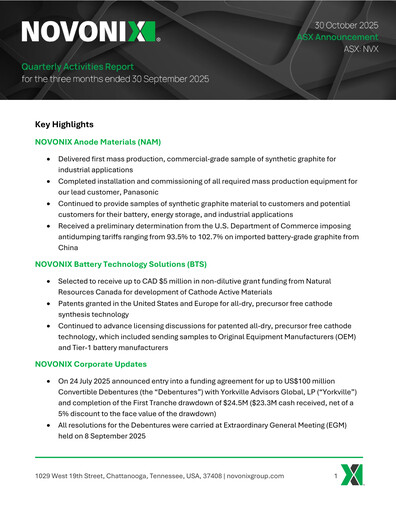 Thumbnail NOVONIX Quarterly Report 2025-q3