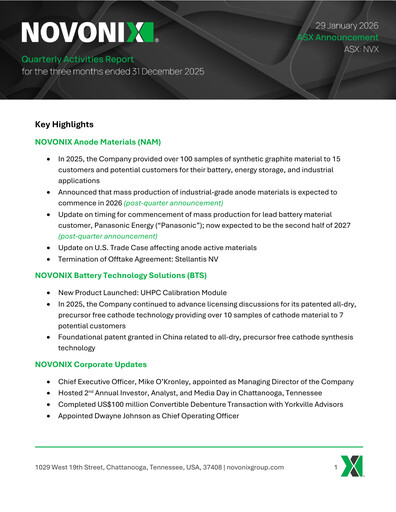 Thumbnail NOVONIX Quarterly Report 2025-q4