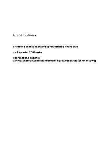Thumbnail Budimex Quarterly Report 2006-q1