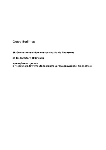 Thumbnail Budimex Quarterly Report 2007-q3