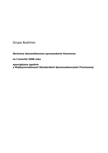 Thumbnail Budimex Quarterly Report 2008-q1