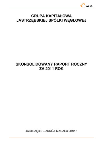 Thumbnail Jastrzebska Spólka Weglowa Annual Report 2011