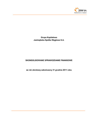 Thumbnail Jastrzebska Spólka Weglowa Financial Statement 2011
