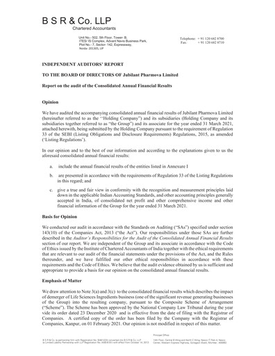 Thumbnail Jubilant Pharmova Financial Statement 2020-2021