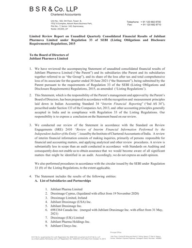 Thumbnail Jubilant Pharmova Quarterly Report 2021-q1
