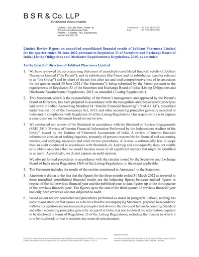 Thumbnail Jubilant Pharmova Quarterly Report 2022-q1