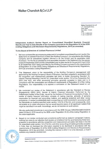 Thumbnail Jubilant Pharmova Quarterly Report 2024-q2