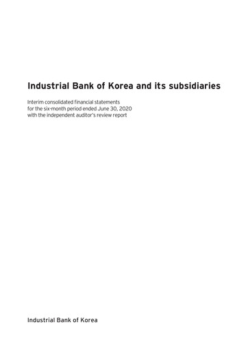 Thumbnail Industrial Bank of Korea (IBK) Half-year Report 2020-h1