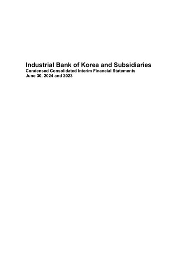 Thumbnail Industrial Bank of Korea (IBK) Half-year Report 2024-h1