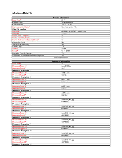 Thumbnail OKYO Pharma Annual Report 2022