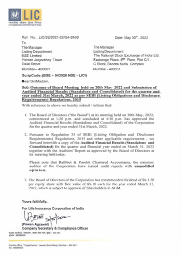Thumbnail Life Insurance Corporation of India (LIC) Financial Statement 2021-2022
