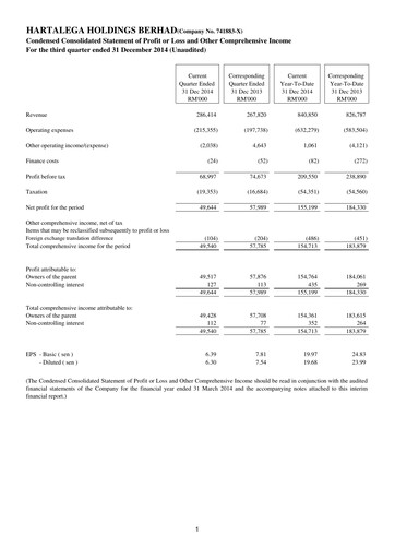 Miniature Hartalega Rapport trimestriel 2015-q3