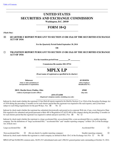 Thumbnail MPLX Quarterly Report 2014-q3