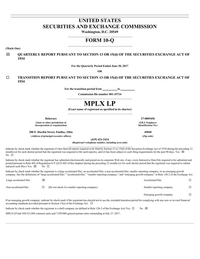 Thumbnail MPLX Quarterly Report 2017-q2